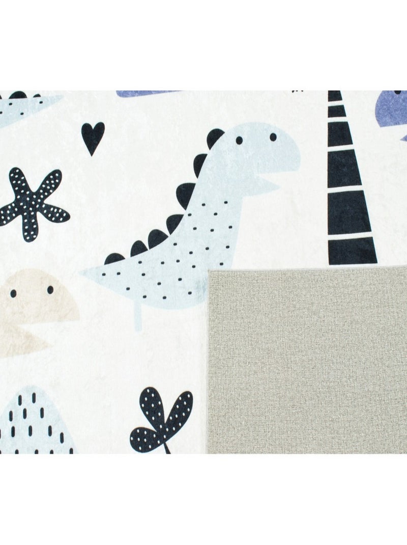 Tapis Enfant Dinosaures Happy Bleu - Kiabi