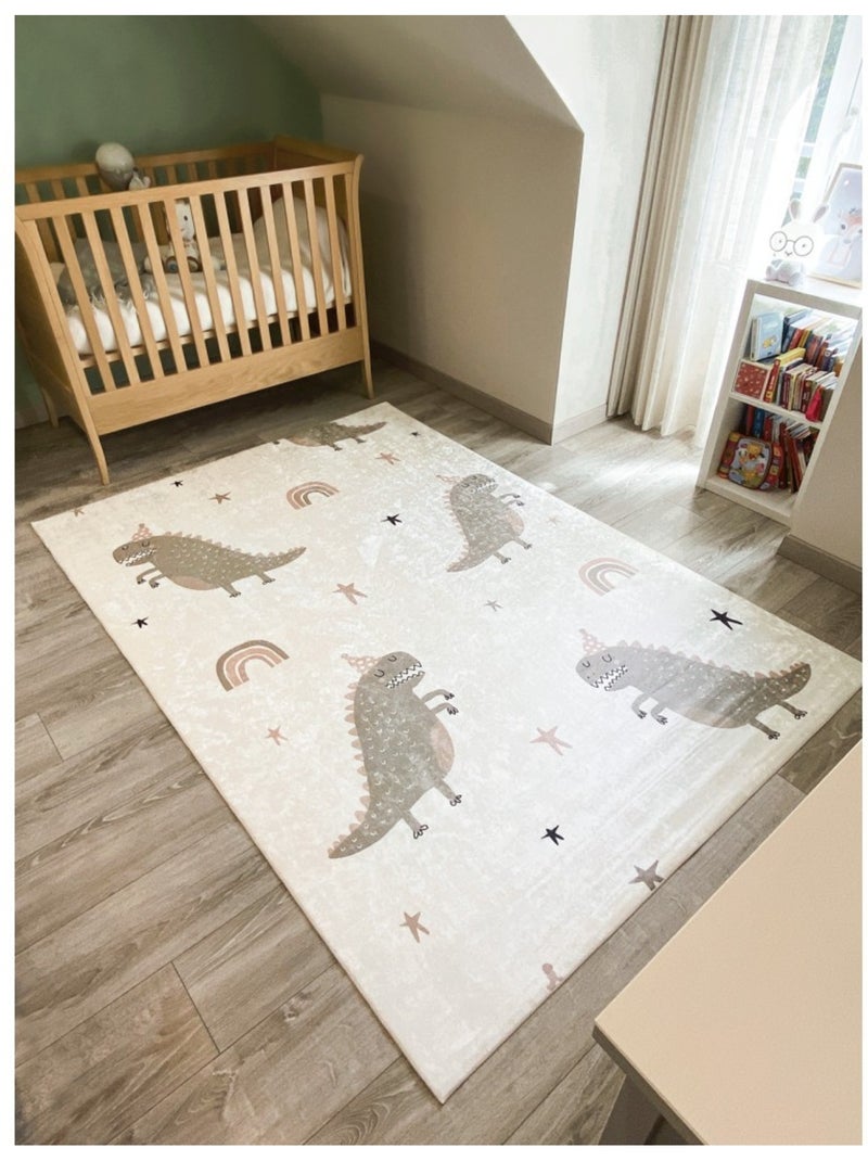 Tapis Enfant Dinosaures Happy en polyester Vert - Kiabi