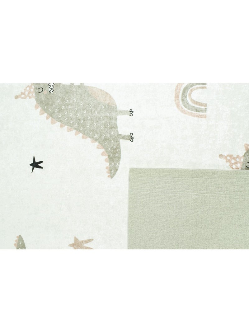 Tapis Enfant Dinosaures Happy en polyester Vert - Kiabi