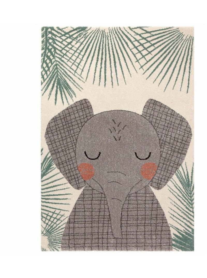 Tapis Enfant Eléphant Junko en polypropylène Multicolore - Kiabi