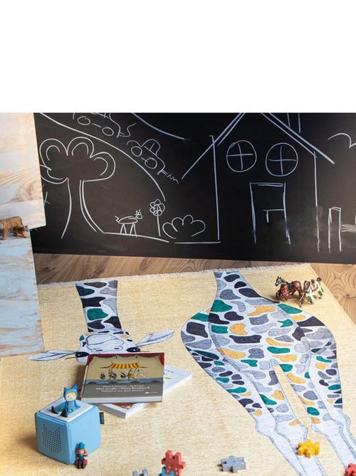 Tapis enfant en coton jaune recyclé lavable en machine Giraffy - Kiabi