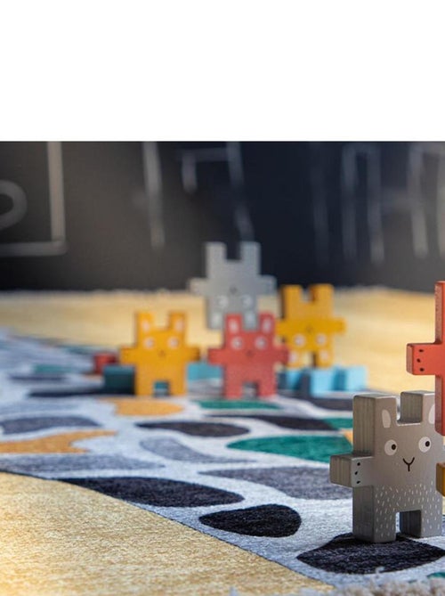 Tapis enfant en coton jaune recyclé lavable en machine Giraffy - Kiabi