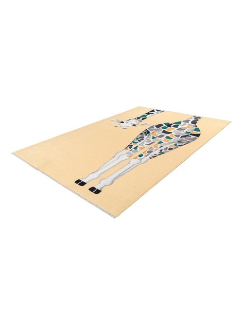Tapis enfant en coton jaune recyclé lavable en machine Giraffy - Kiabi