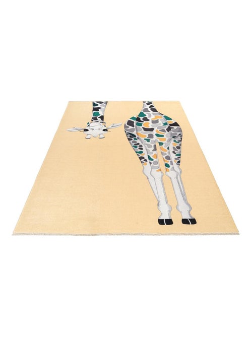 Tapis enfant en coton jaune recyclé lavable en machine Giraffy - Kiabi