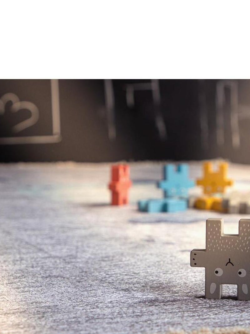 Tapis enfant en coton recyclé lavable en machine Dino Multicolore - Kiabi