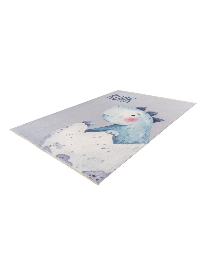 Tapis enfant en coton recyclé lavable en machine Dino Multicolore - Kiabi