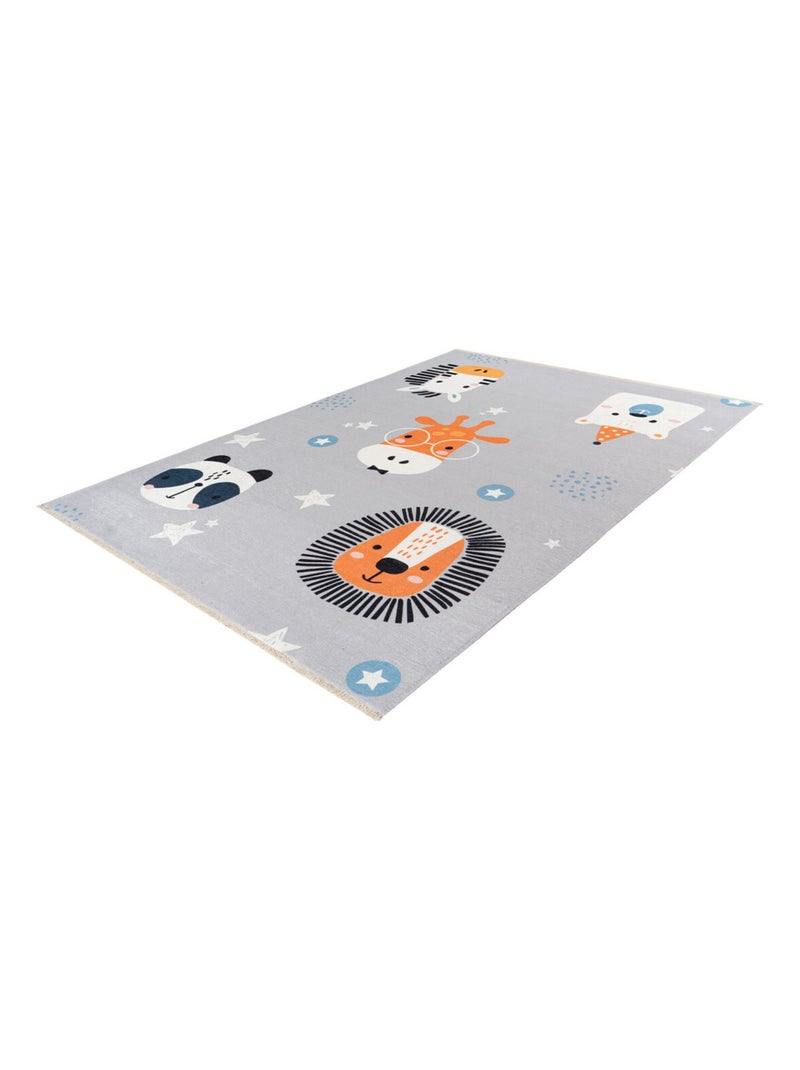 Tapis enfant en coton recyclé lavable en machine Poppy Multicolore - Kiabi
