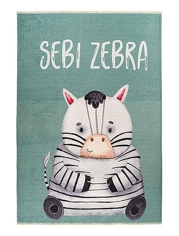 Tapis enfant en coton recyclé lavable en machine Zebra