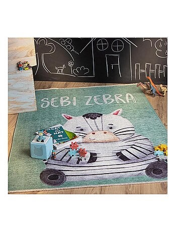 Tapis enfant en coton recyclé lavable en machine Zebra