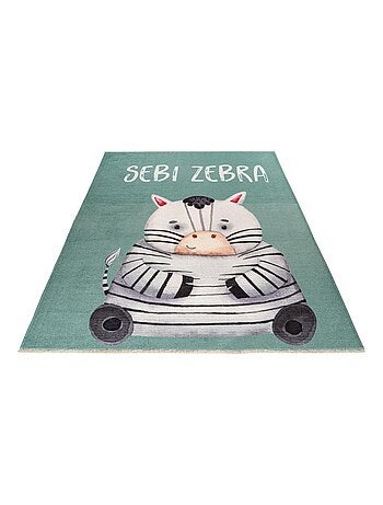 Tapis enfant en coton recyclé lavable en machine Zebra
