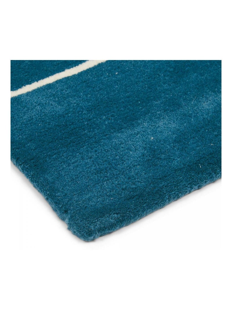 Tapis enfant fait à la main en laine MR FOX Bleu - Kiabi