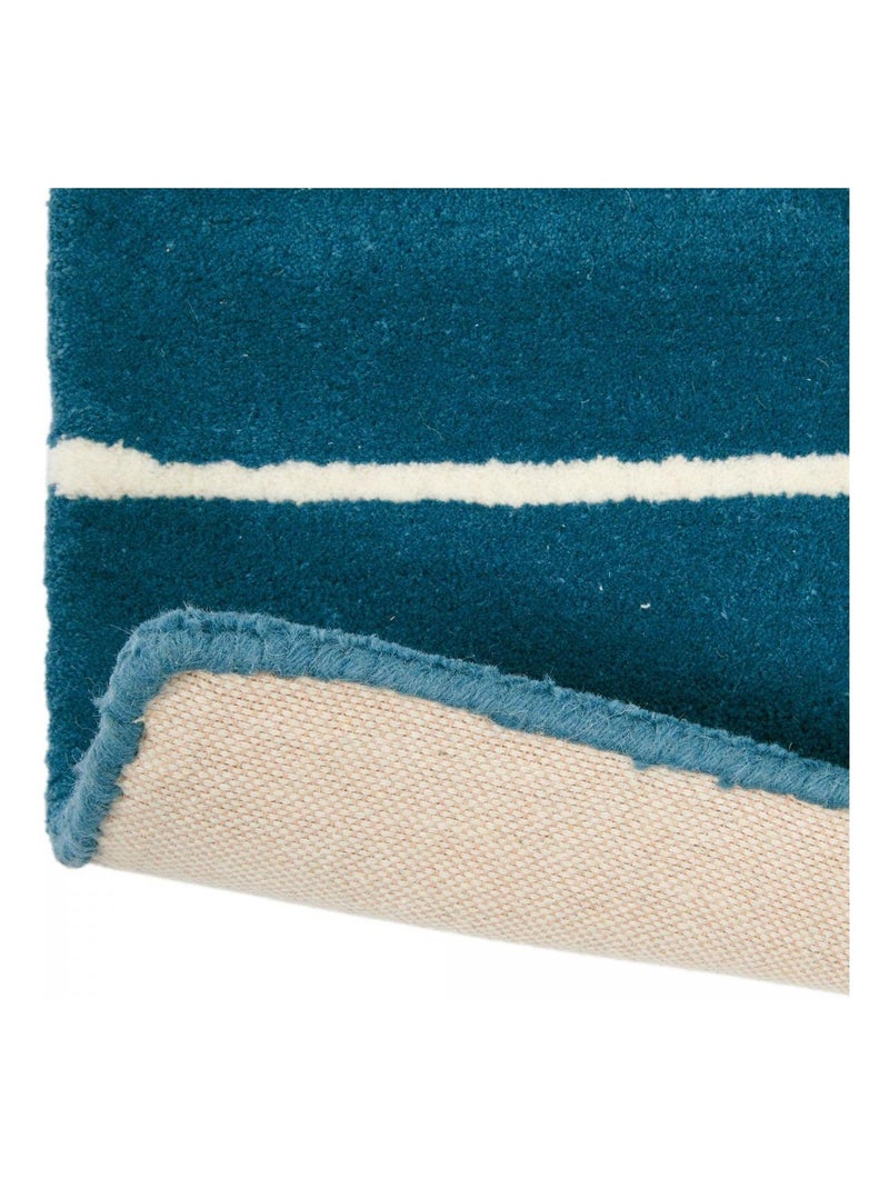 Tapis enfant fait à la main en laine MR FOX Bleu - Kiabi