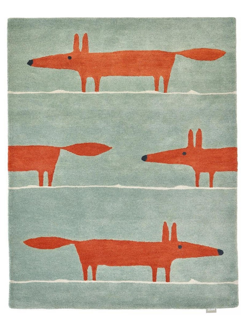 Tapis enfant fait à la main en laine MR FOX Vert - Kiabi