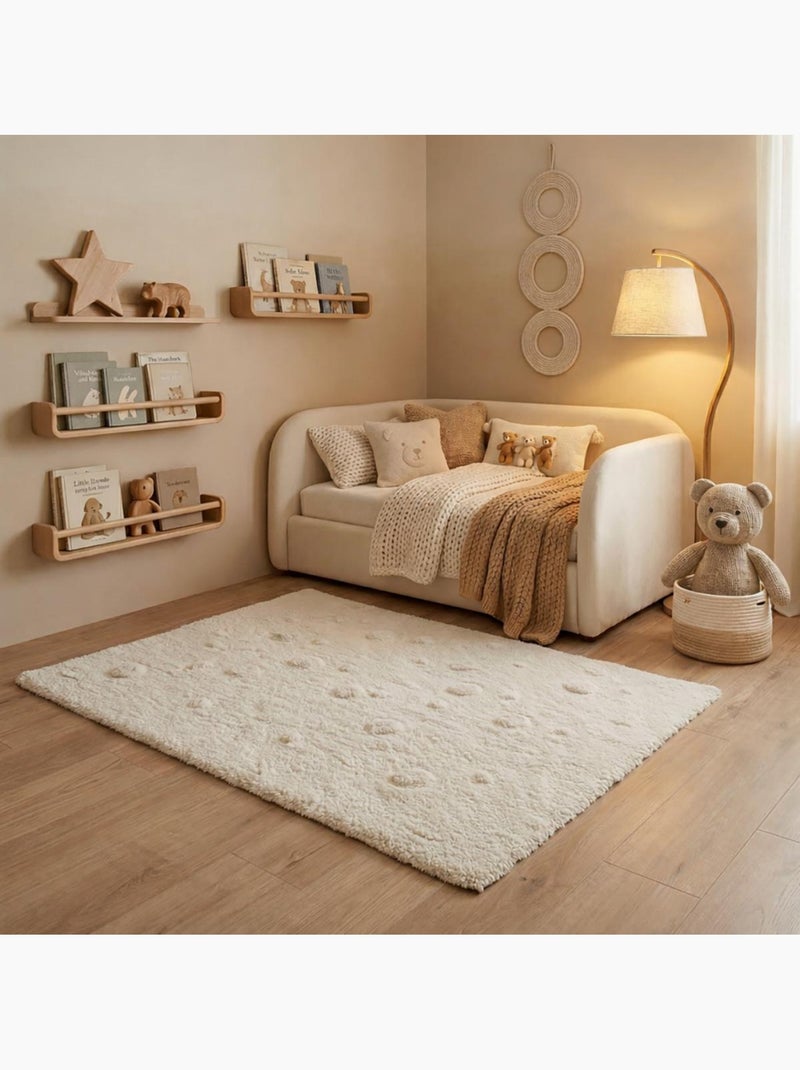 Tapis enfant fait main en coton CORONDA Blanc - Kiabi