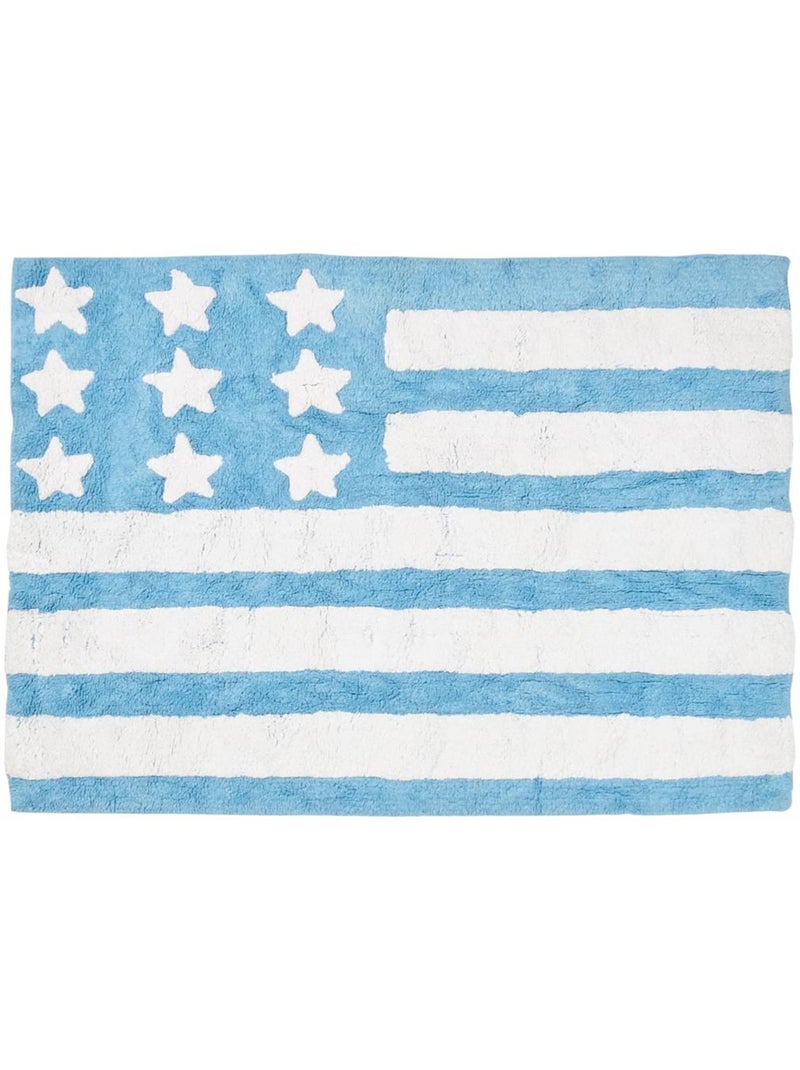 Tapis enfant fait main en coton DRAPA Bleu - Kiabi