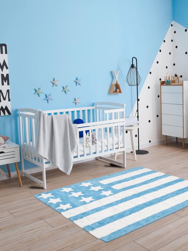 Tapis enfant fait main en coton DRAPA Bleu - Kiabi