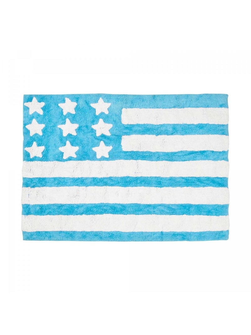 Tapis enfant fait main en coton DRAPA Bleu - Kiabi