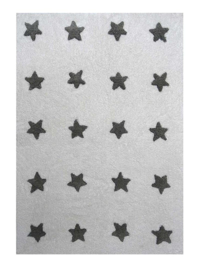 Tapis enfant fait main en coton ETOILE Blanc - Kiabi