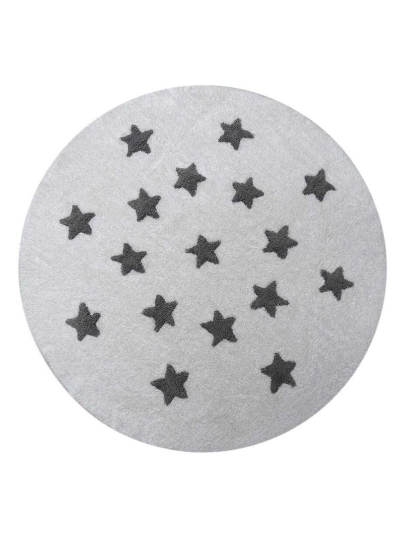 Tapis enfant fait main en coton ETOILE Blanc - Kiabi