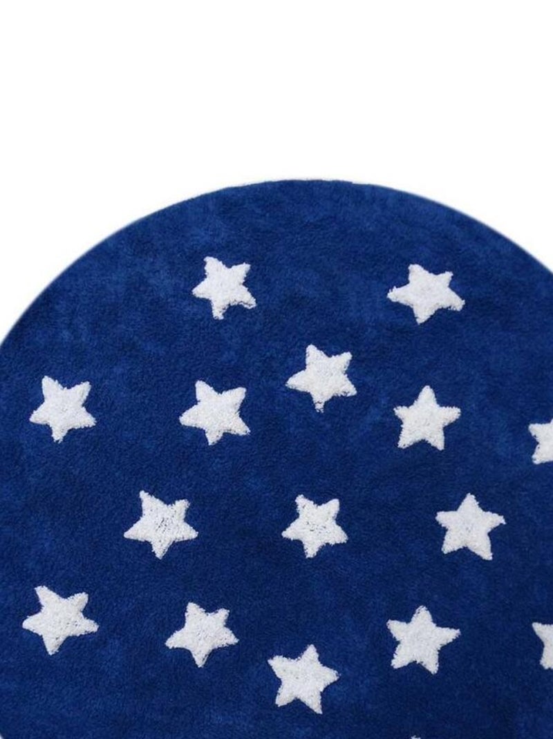Tapis enfant fait main en coton ETOILE Bleu - Kiabi