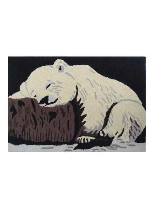 Tapis enfant fait main en laine OURS - Kiabi
