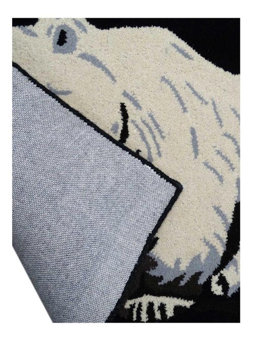 Tapis enfant fait main en laine OURS - Kiabi
