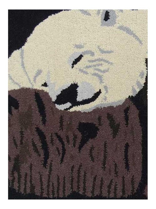 Tapis enfant fait main en laine OURS - Kiabi