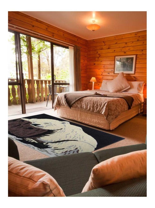 Tapis enfant fait main en laine OURS - Kiabi
