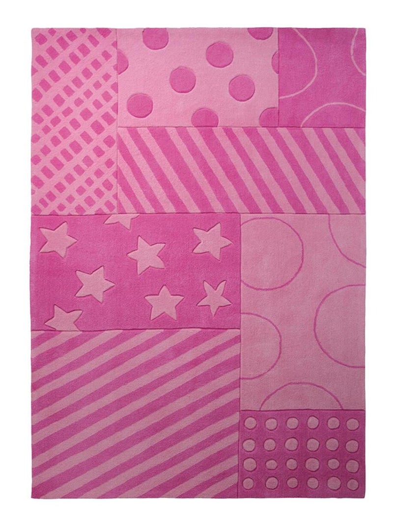 Tapis enfant fait main STATRIPE Rose - Kiabi