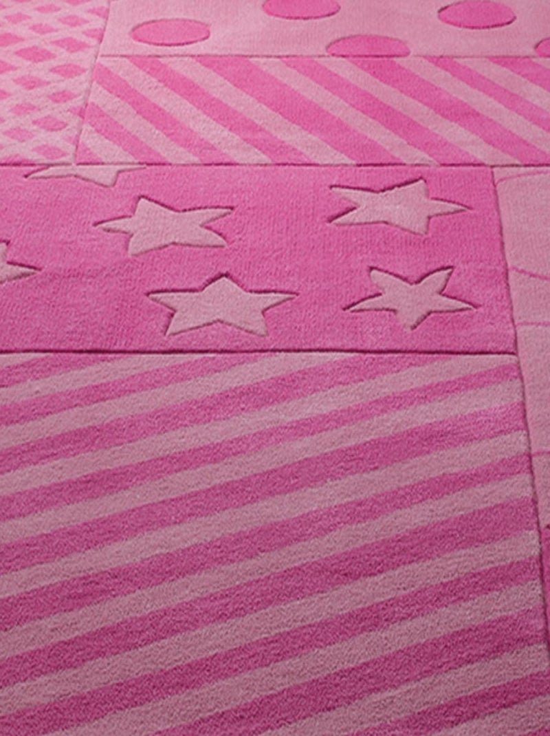 Tapis enfant fait main STATRIPE Rose - Kiabi
