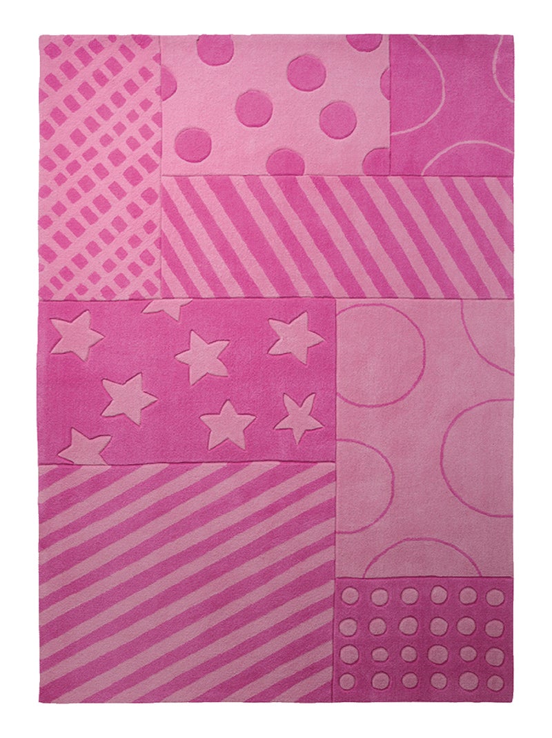 Tapis enfant fait main STATRIPE Rose - Kiabi