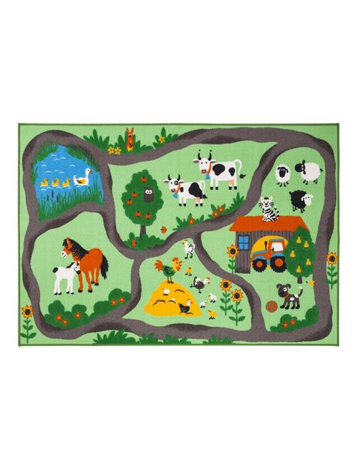 Tapis enfant FARMROAD en polyamide doux et soyeux Fait main - Kiabi