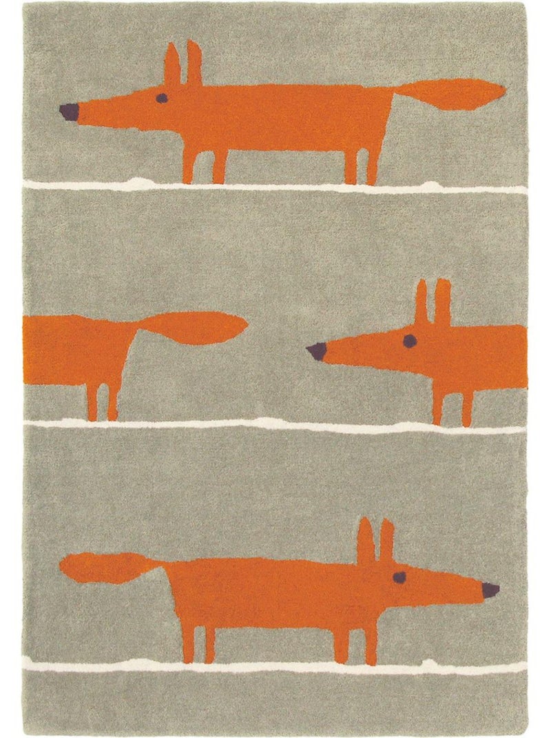 Tapis enfant FOX en laine Fait main Orange - Kiabi