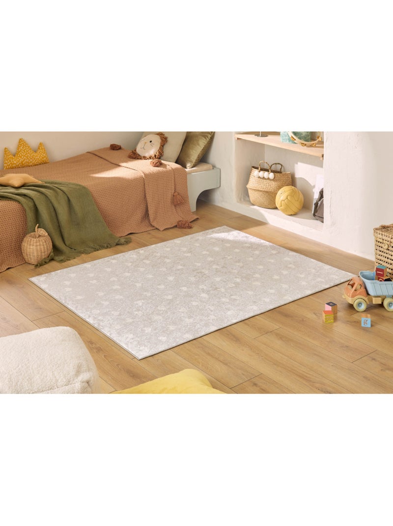 Tapis enfant Happy - Motif cœur Beige - Kiabi