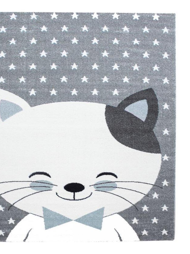 Tapis enfant KID'S CAT en polypropylène doux et soyeux OEKO TEX® Bleu - Kiabi