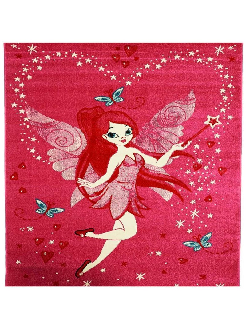 Tapis enfant KIDS FEE en polypropylène doux et soyeux OEKO TEX® Rose - Kiabi