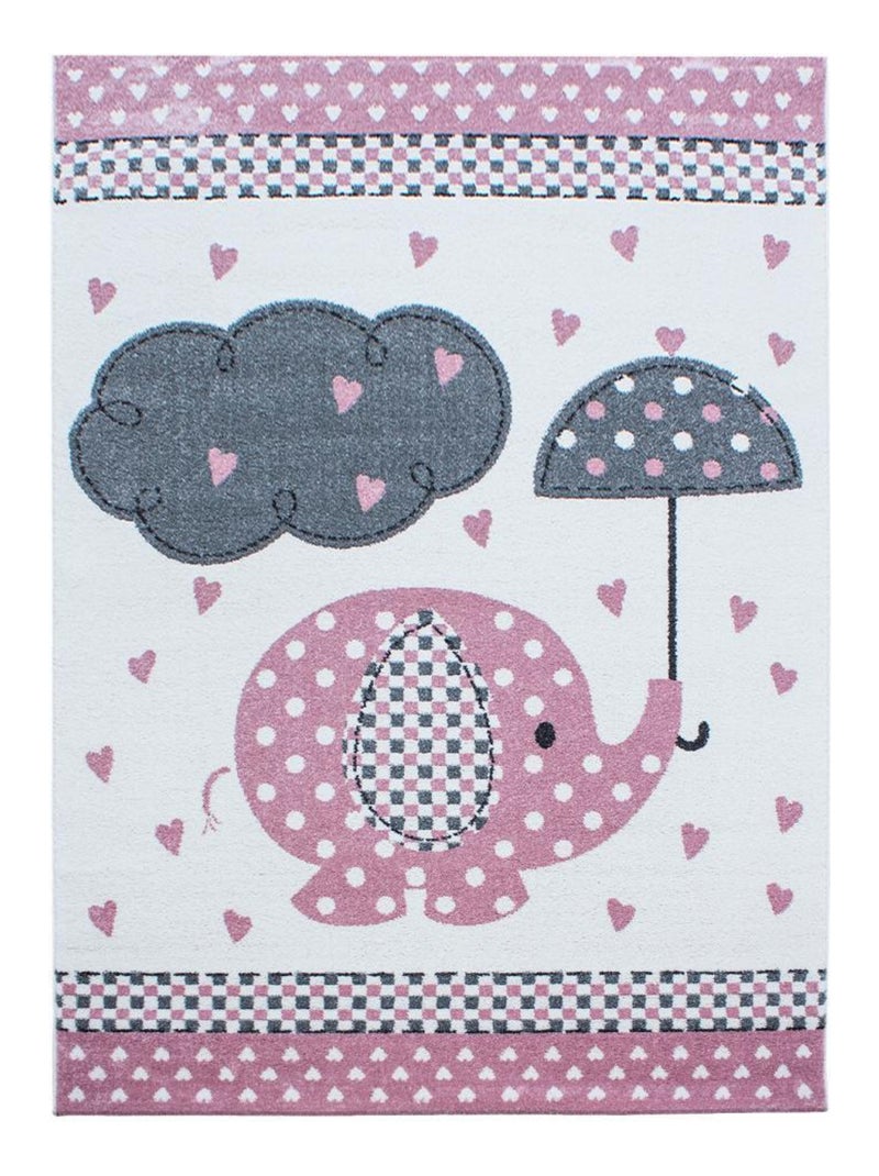 Tapis enfant KID'S RAIN en polypropylène doux et soyeux OEKO TEX® Rose - Kiabi