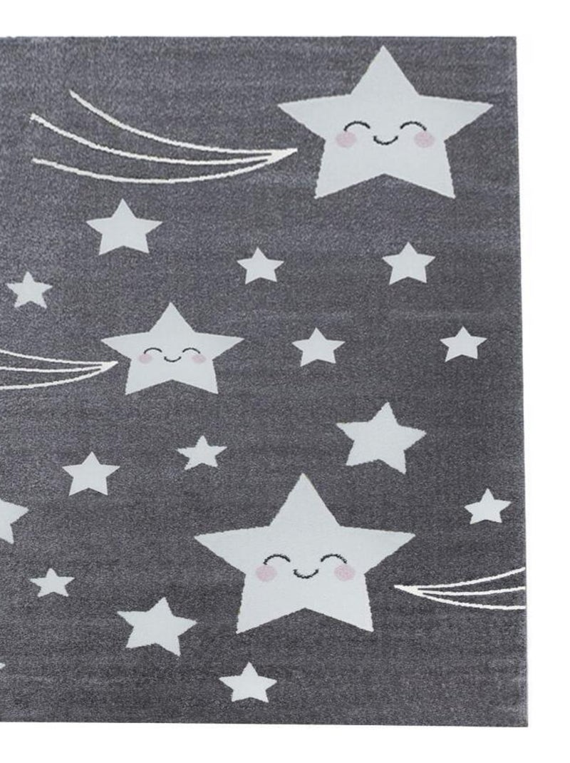 Tapis enfant KID'S STARS en polypropylène doux et soyeux OEKO TEX® Gris - Kiabi