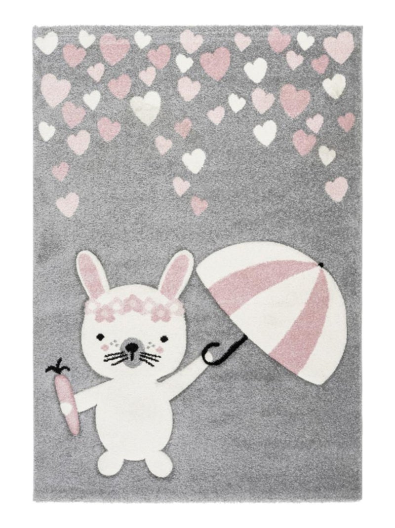 Tapis enfant LAPIN LAPI LL en polypropylène doux et soyeux Rose - Kiabi