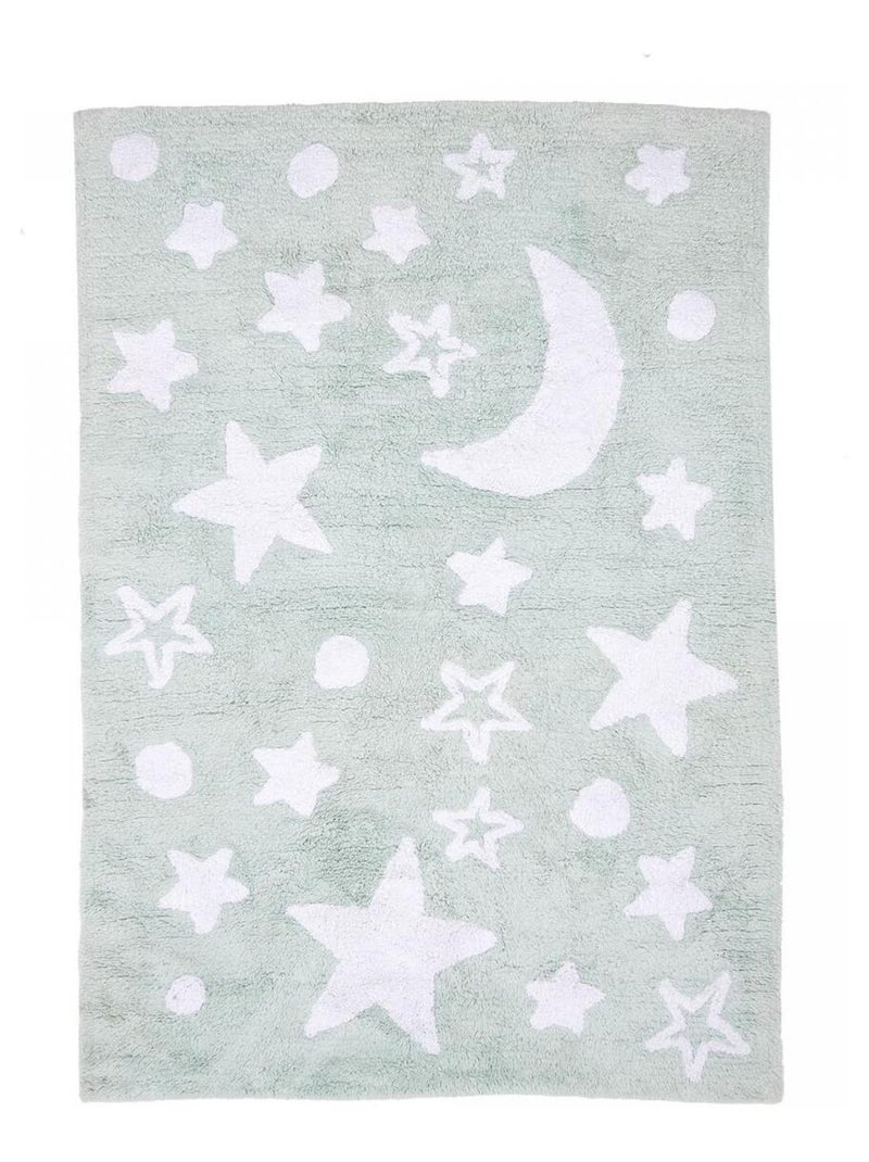 Tapis enfant Lavable 30° en coton BIO NIGHT Vert - Kiabi