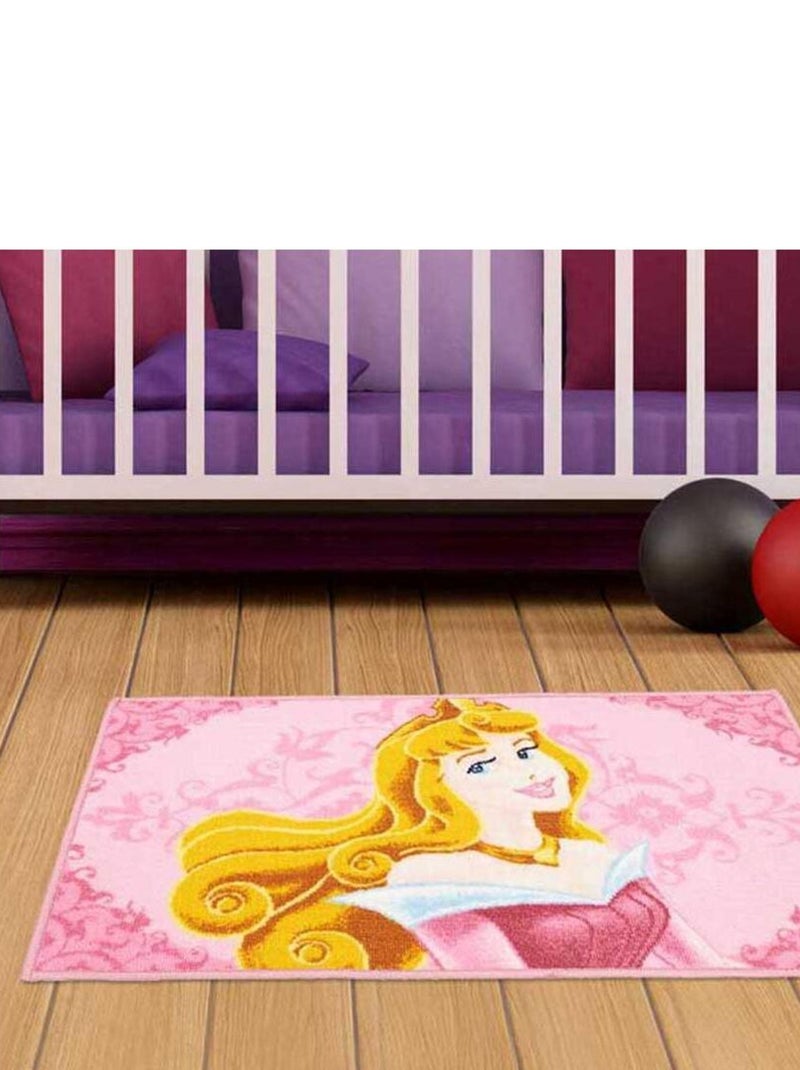 Tapis enfant Lavable 30° motif princesse AURORA Blanc Mauve Noir - Kiabi