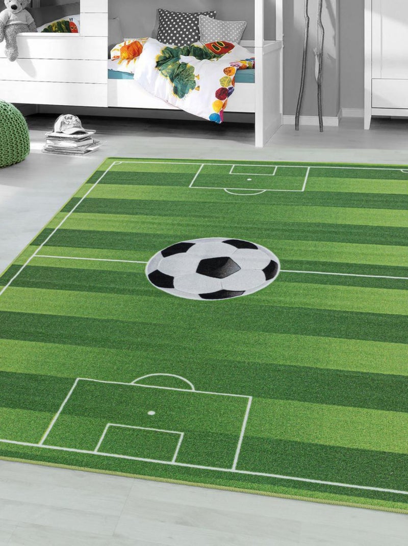 Tapis enfant Lavable 30° motif sport FOOT Vert - Kiabi