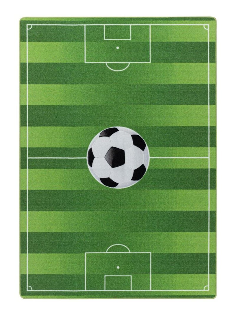 Tapis enfant Lavable 30° motif sport FOOT Vert - Kiabi
