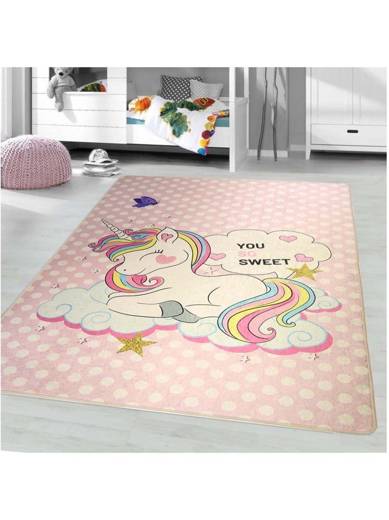 Tapis Enfant LICORNE SWEET Rose - Kiabi