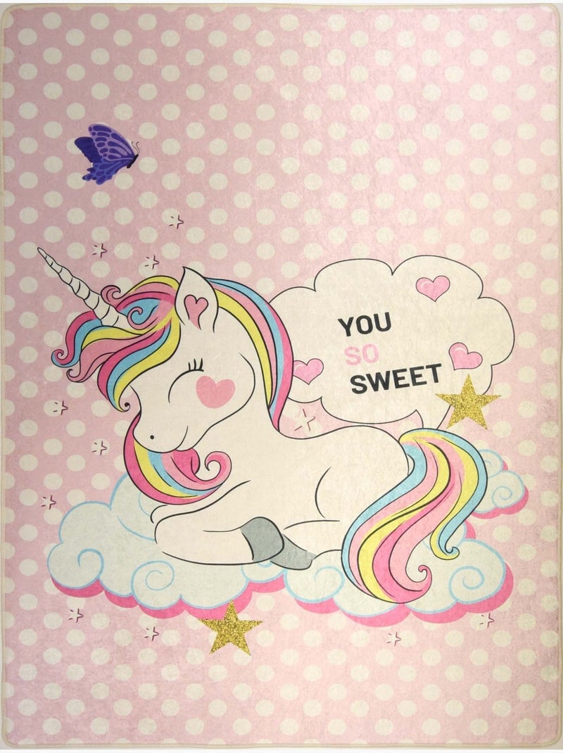 Tapis Enfant LICORNE SWEET Rose - Kiabi