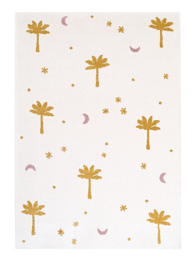 Tapis Enfant Little Palm Miel en polypropylène Jaune - Kiabi