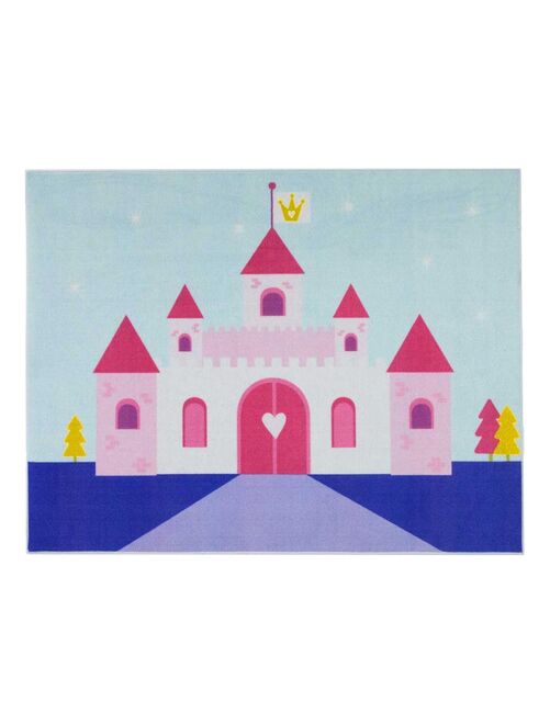 Tapis enfant LITTLE PRINCESS CASTLE MD Rose 95x125 Fait en Europe en nylon - Kiabi