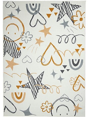Tapis enfant lyn49 kid, motifs ludiques étoiles et cœurs