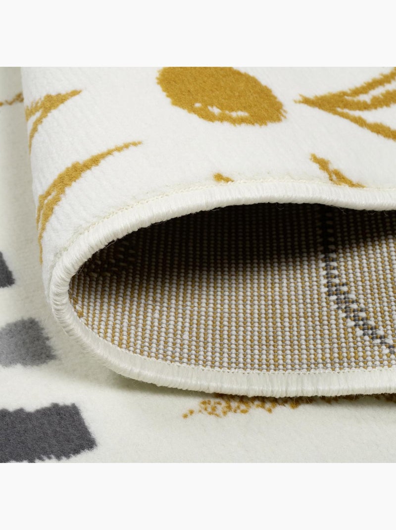 Tapis enfant lyn49 kid, motifs ludiques étoiles et cœurs Ecru - Kiabi