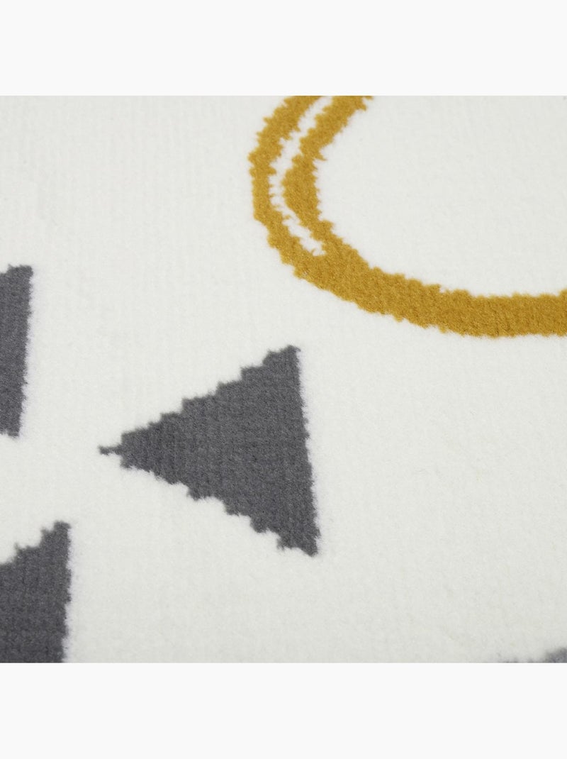Tapis enfant lyn49 kid, motifs ludiques étoiles et cœurs Ecru - Kiabi